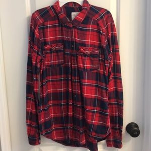 Navy and Red Abercrombie and Fitch Flannel